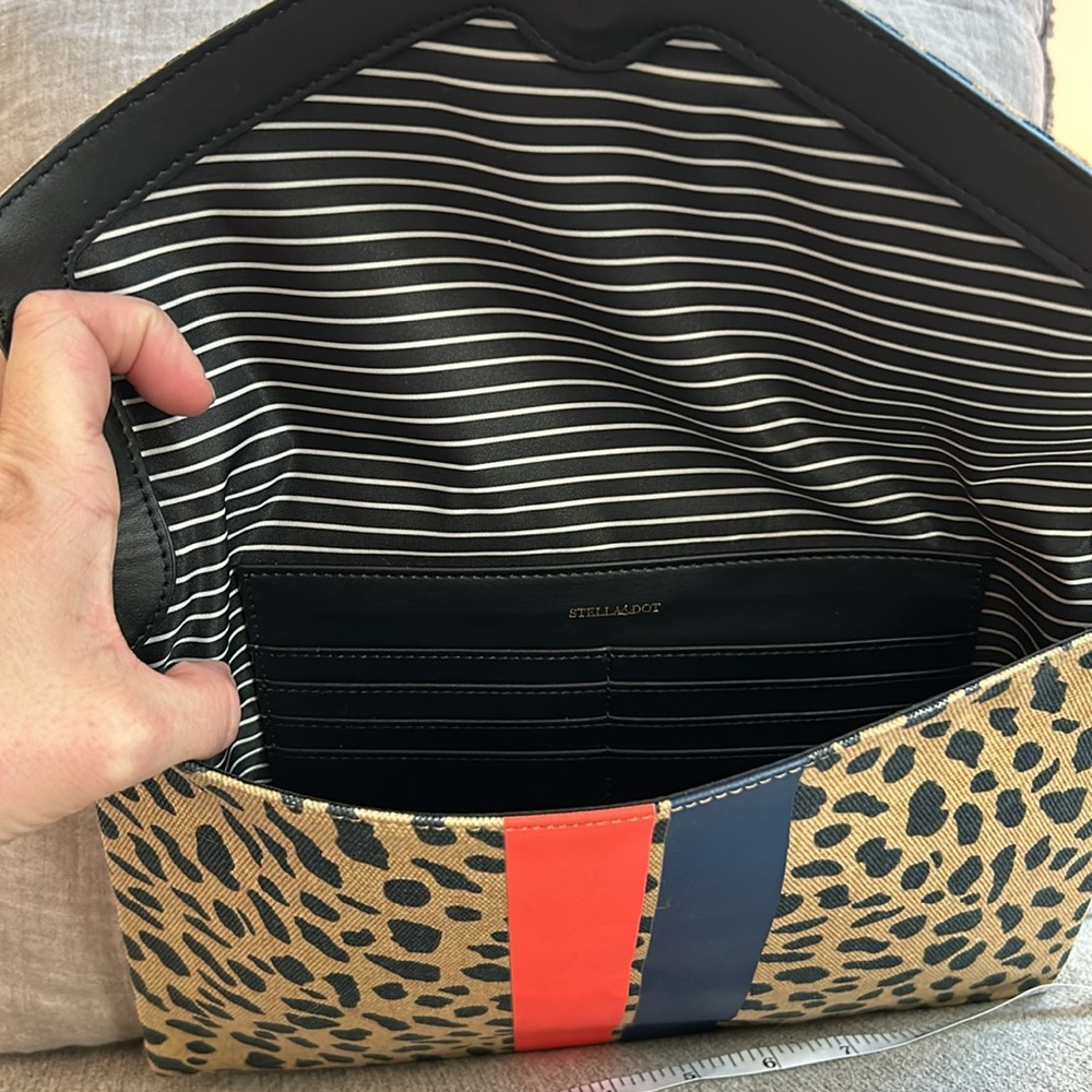 Stella & Dot Leopard Print Clutch With Stripes - image 3